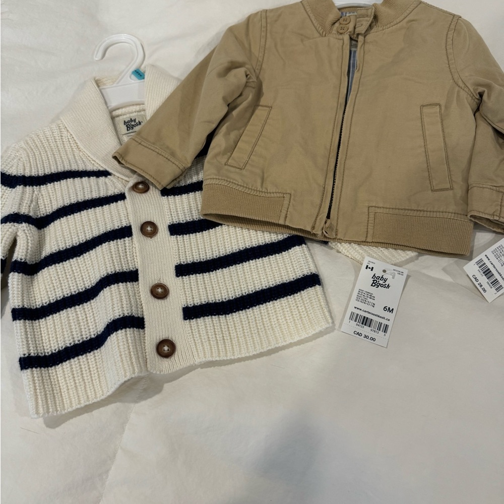 Baby B’Gosh set of 2 boys jacket & sweater. Size 6 months. Brand new. Tags on.